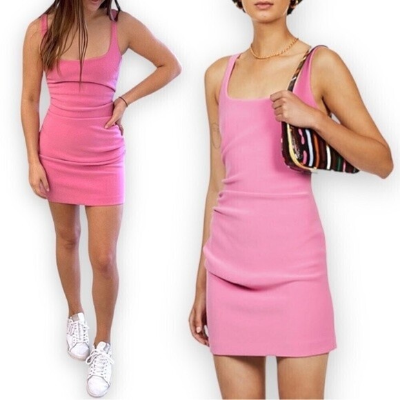 Bec and Bridge Karina Dress 2 Pink Ruched Tuck Mini Tank Dress - Picture 1 of 16